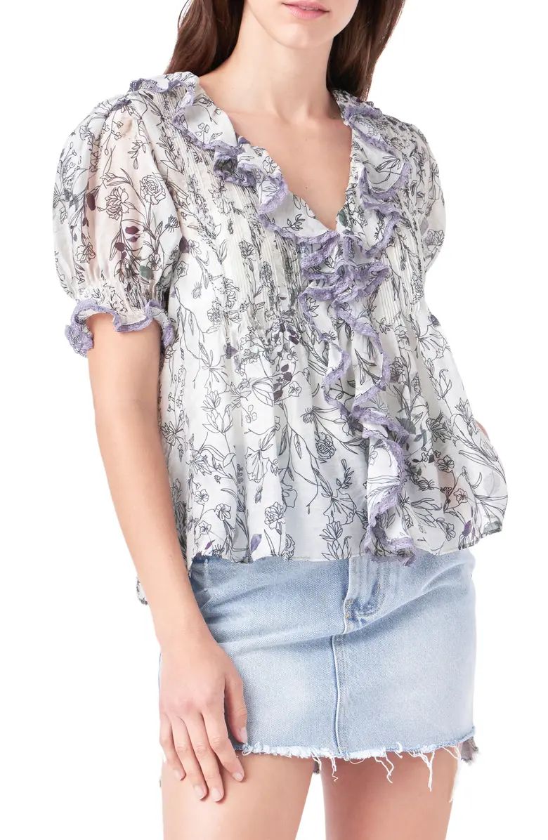 English Factory Floral Print Ruffle Top | Nordstrom | Nordstrom