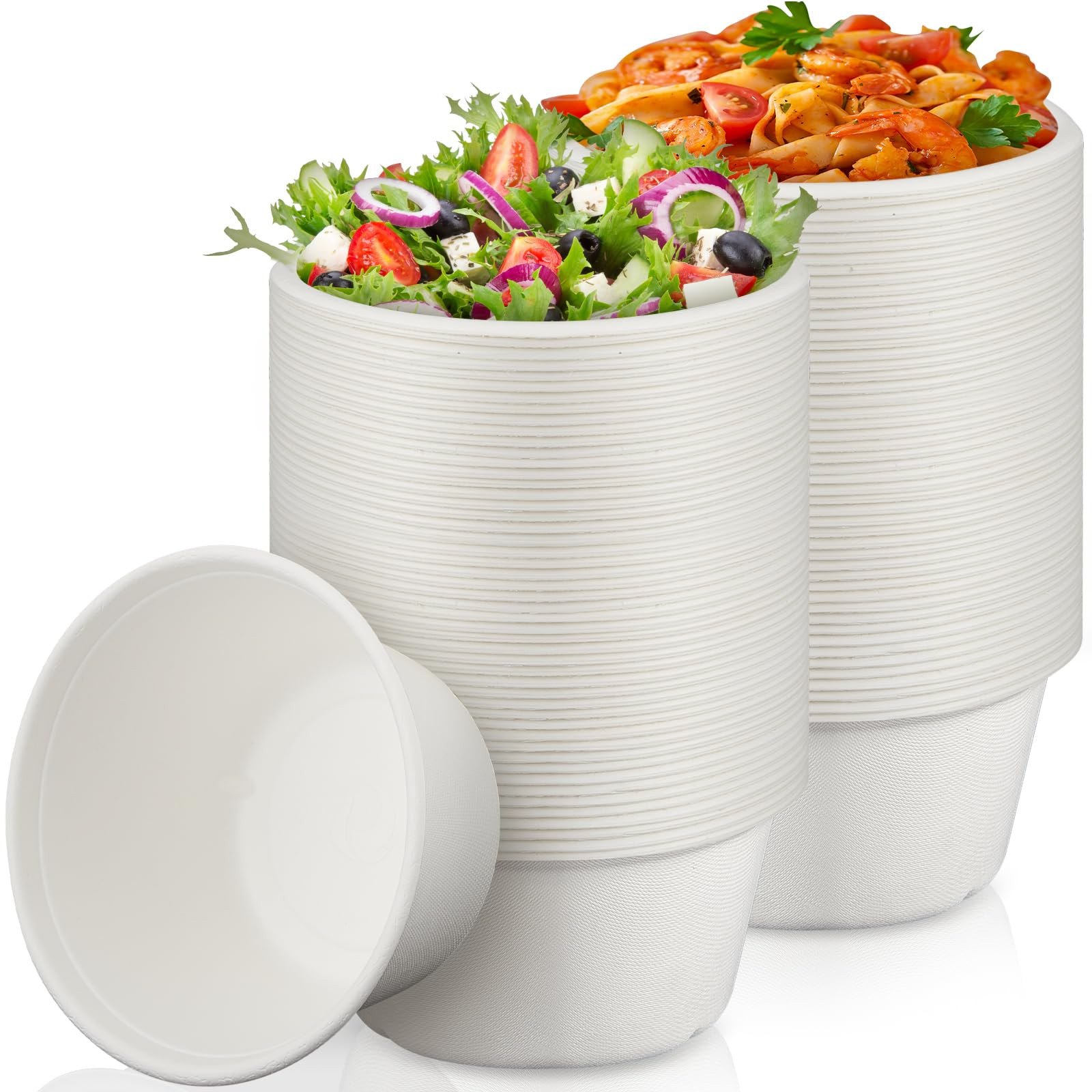 Tessco 100 Pack Large Disposable Salad Bowls 32/40 Oz Deep Heavy Duty Paper Bowls Sugarcane Fiber... | Amazon (US)