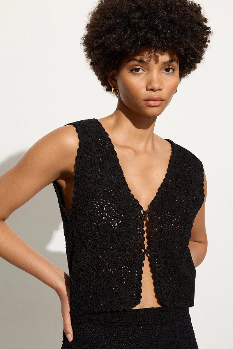 Alejandreas Handmade Crochet Vest Black | Faithfull (AU)