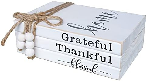 LIVDUCOT Wooden Farmhouse Decor Faux Book Stack (Set of 3 for Coffee Tables and Shelves) | Gratef... | Amazon (US)