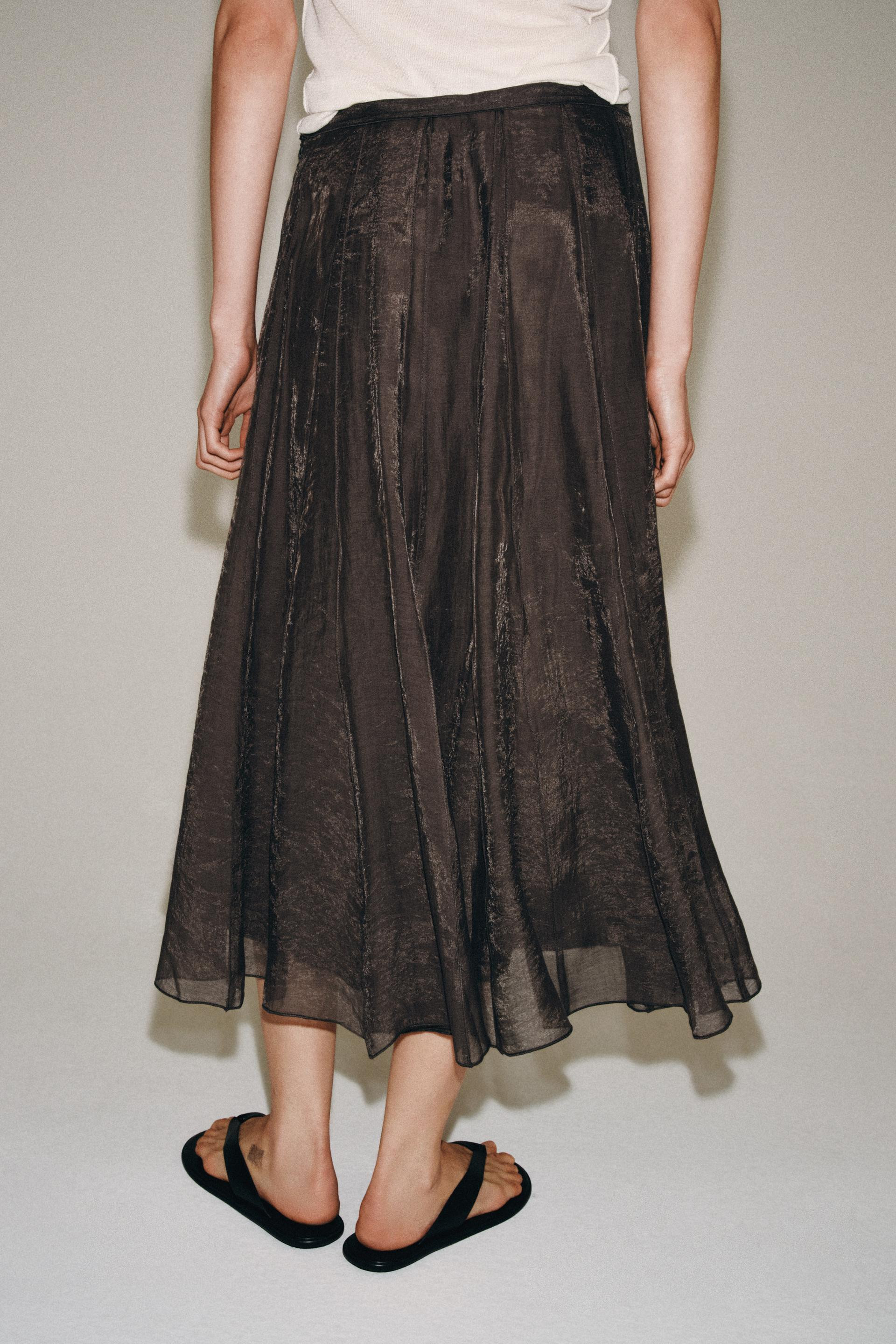 Zara - Flowy Combination Skirt Zw Collection - Oyster-White - S - Woman | Zara US