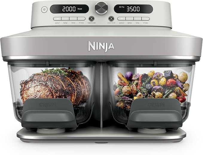 6-in-1, Air fry, bake, dehydrate, max crisp, roast, recrisp, 1785W, 450F max, 2x4Qt glass contain... | Amazon (US)