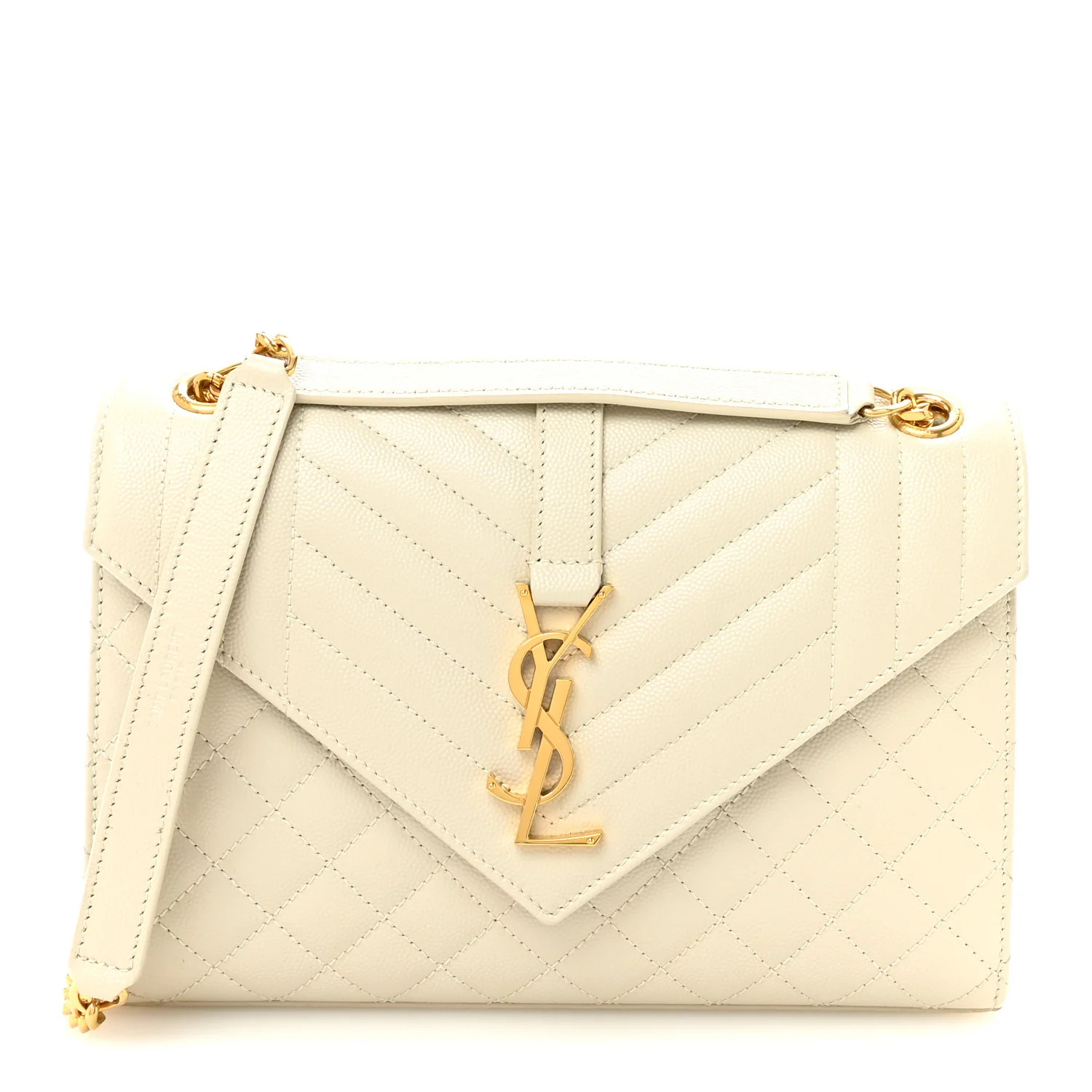 Saint Laurent Grain De Poudre Textured Mixed Matelasse Medium Triquilt Monogram Satchel Crema Sof... | FASHIONPHILE (US)