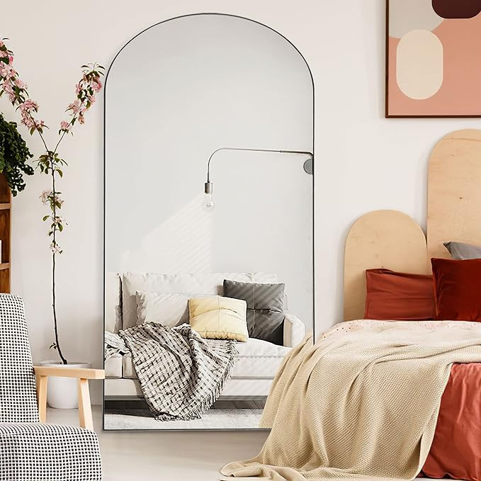 Trvone Arched Full Length Mirror, Wooden Thin Fram,71"x32"Full Body Mirror, Hanging or Leaning Ag... | Amazon (US)