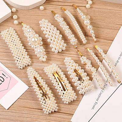 12 Pcs Pearl Hair Clips Large Hair Clips Pins Barrette Ties Hair for Women Girls, Elegant Handmad... | Amazon (US)