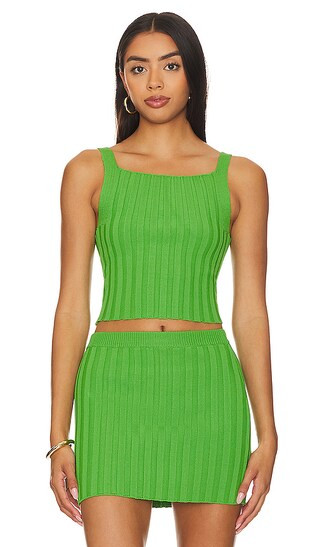 Florine Rib Tank Top in Green | Revolve Clothing (Global)