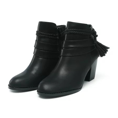 Holiday Savings 2022! Rourlinge Women Ankle Boots Solid Color Fashion Square High Heel Pointed Zip S | Walmart (US)