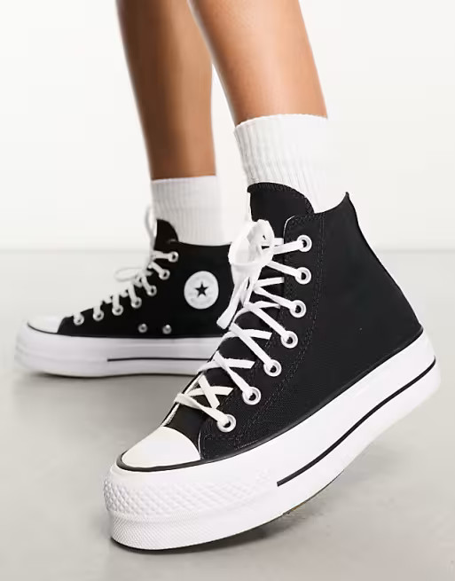 Converse Chuck Taylor All Star Hi Lift canvas platform sneakers in black | ASOS (Global)