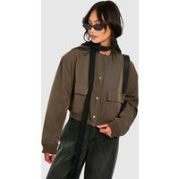 Womens Pocket Detail Bomber Jacket - Green - 10 | boohoo (US & Canada)