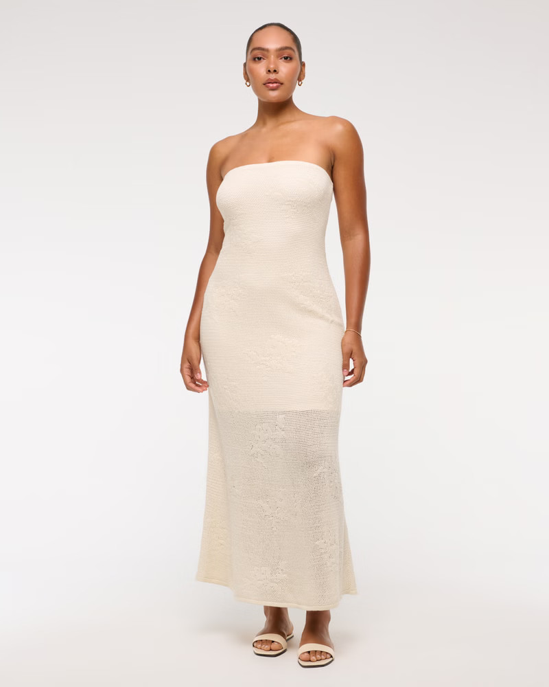 Strapless Crochet-Style Maxi Dress | Abercrombie & Fitch (US)