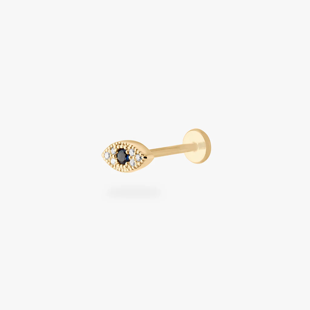 14K Pave Evil Eye Flatback Stud | Studs