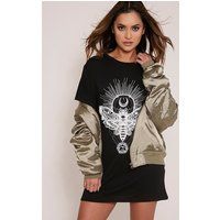 Moth Skull Black Print T Shirt Dress | PrettyLittleThing US