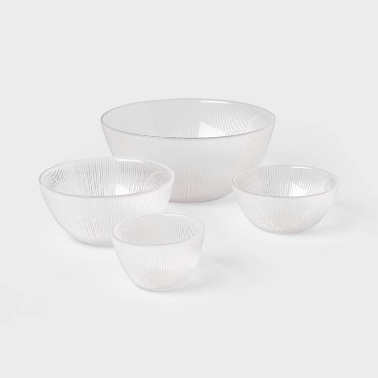 4pc Ribbed Glass Bowl Set Clear - Threshold™ | Target