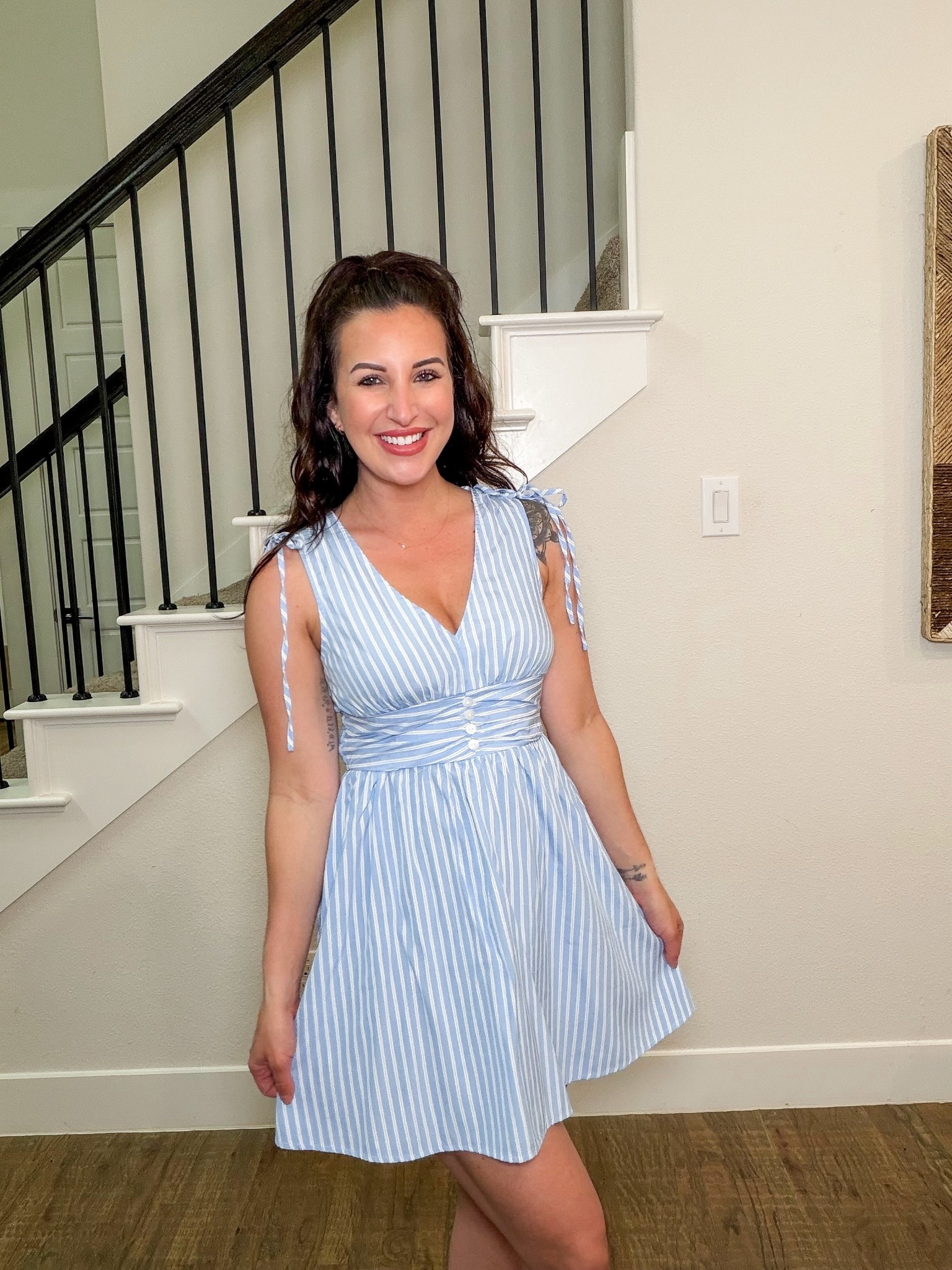 Summer striped dress.
I’m 140 lbs , 5’6 wearing a size small 
ISLE15 for 15% off 

#LTKgrwm #LTKootd