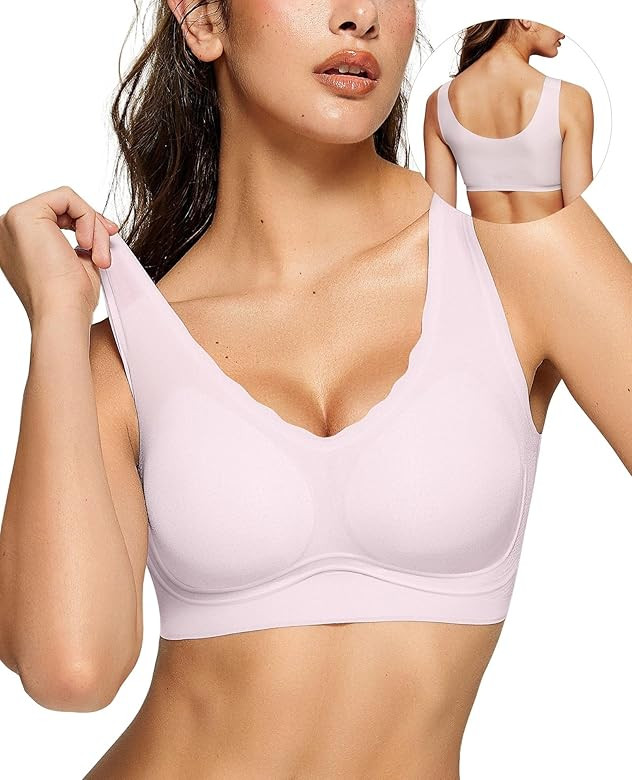Womens Pullover Bras No Underwire Seamless Summer Brassieres Scalloped Everyday Bra Comfortable F... | Amazon (US)