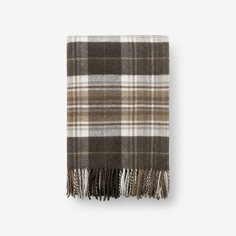 Lambswool Yarn-Dyed Plaid Throw - Brown Plaid | The Company Store