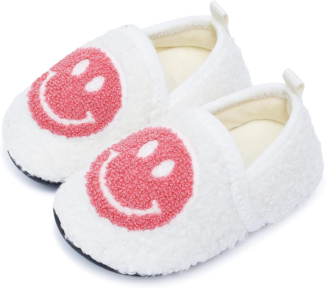 UCUHNB Kids Slippers Toddler Smiley Face House Slippers Indoor Home Non-Slip Rubber Sole Shoes Wa... | Amazon (US)