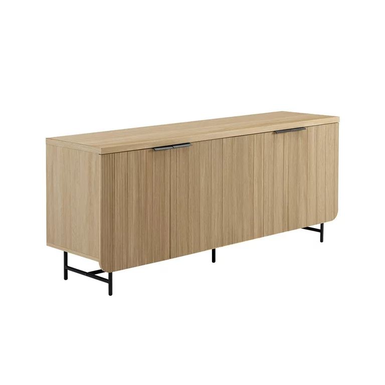 Walker Edison 69” Scandinavian 4-Door Reeded-Front Sideboard, Coastal Oak/Black | Walmart (US)