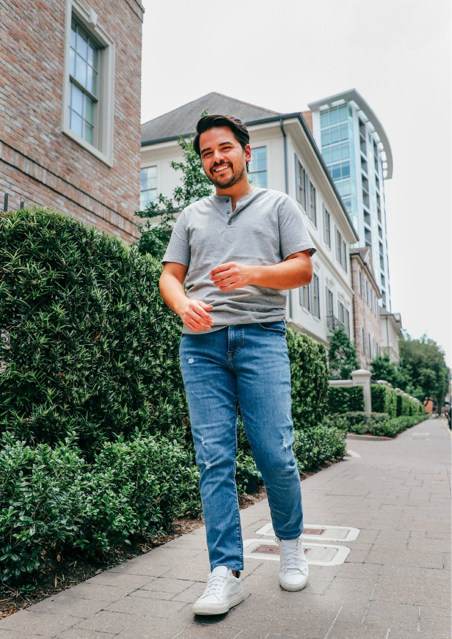 A Henley shirt, denim jeans and white sneakers make for a simple yet stylish casual date night outfit, back to school look or Friday summer work outfit. 

#LTKSeasonal #LTKmens #LTKBacktoSchool