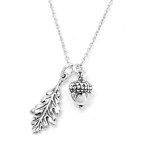 KEVIN N ANNA 925 Sterling Silver Tiny Oak leaf and Acorn Charm Necklace, 18" | Amazon (US)