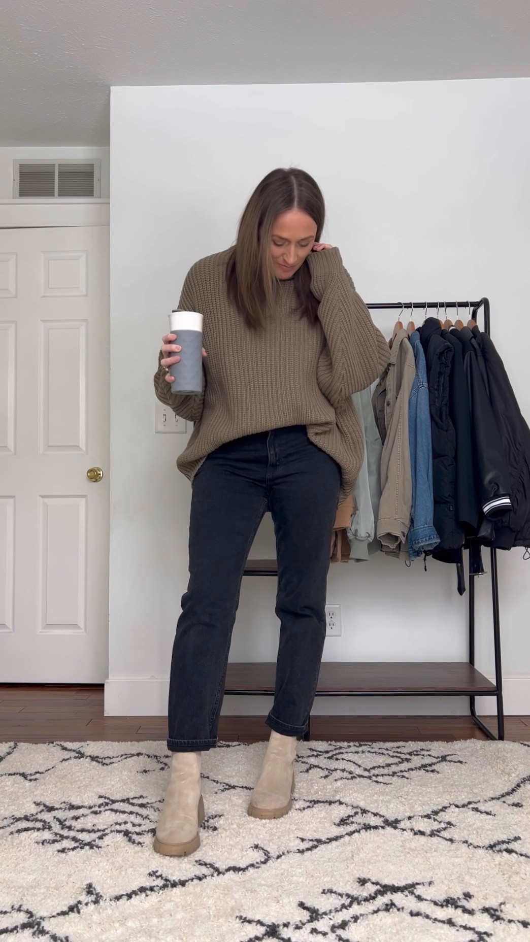 Sweater is a medium.
Jeans are an 8/29 long. 

Everyday outfits. Easy outfits. Easy outfit ideas. Neutral basics. Fall outfits. Fall outfit idea. Casual outfits. Basic mom outfit. Casual outfit idea. Casual outfit. Everyday outfit. Mom outfit. Street style. Winter outfits. Winter outfit idea. 

#LTKFindsUnder100 #LTKSeasonal #LTKFindsUnder50