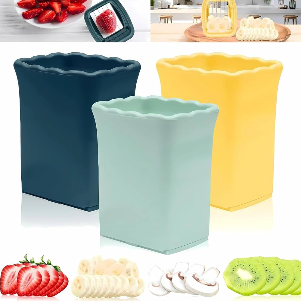 DASZERX® 3-Piece Cup Fruit Slicer Set, strawberry slicer, Banana, Egg, and Vegetable Slicer and ... | Amazon (US)