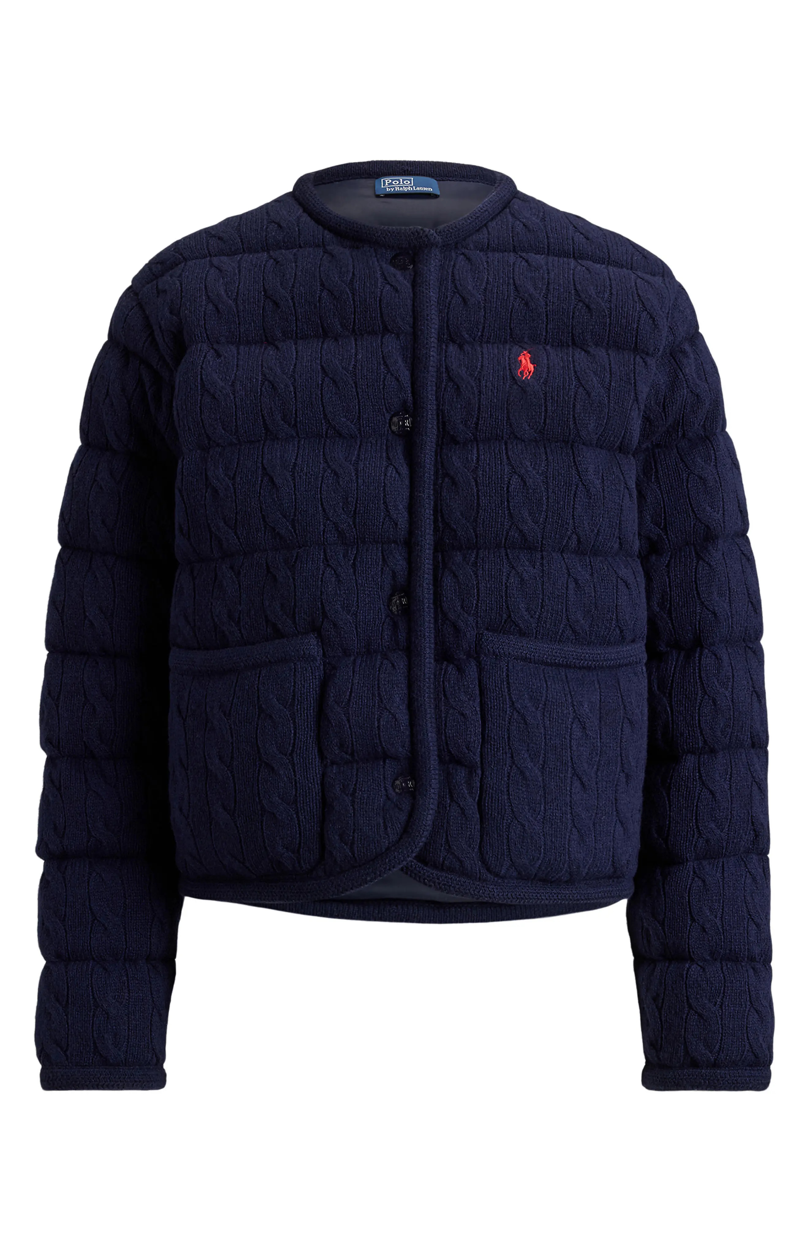 Padded Cable Stitch Wool & Cashmere Puffer Jacket | Nordstrom