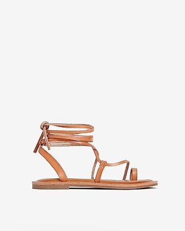faux suede toe ring lace-up sandals | Express