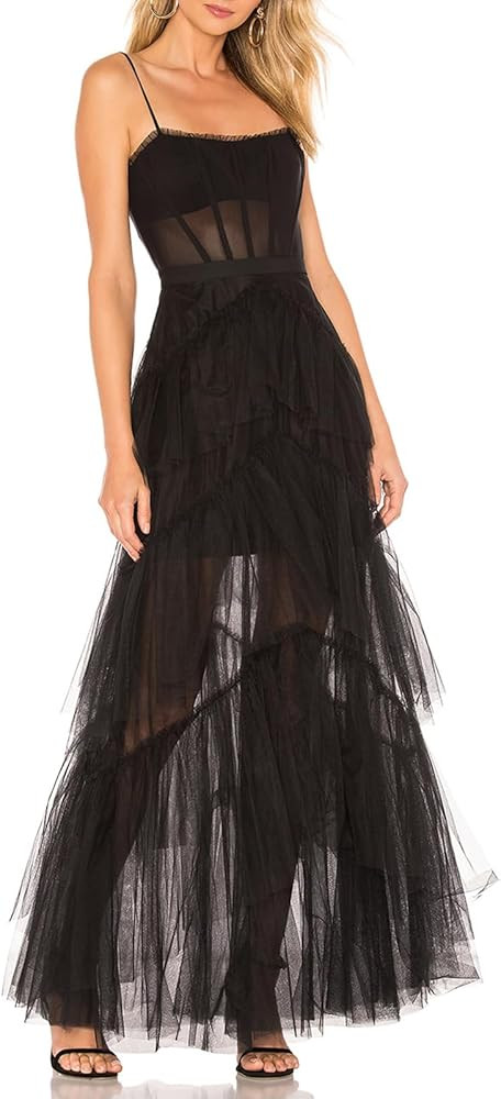 IMISSILLEB Women Flowy Bodycon Dress Cutout Spaghetti Strap Backless Low Cut Maxi Dress Club Cock... | Amazon (US)