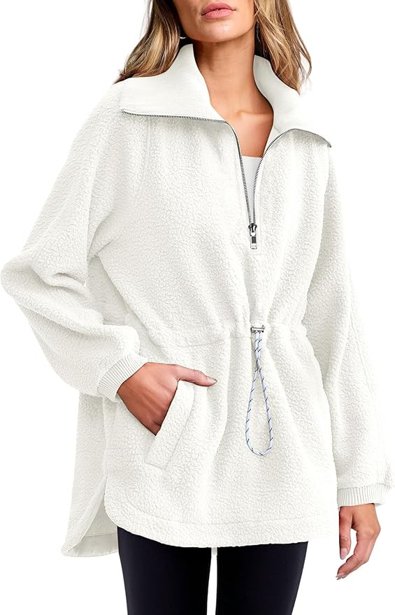 ANRABESS Oversized Sherpa Fleece Sweatshirt for Women Casual Half Zip Pullover Sweater Fuzzy Coat... | Amazon (US)