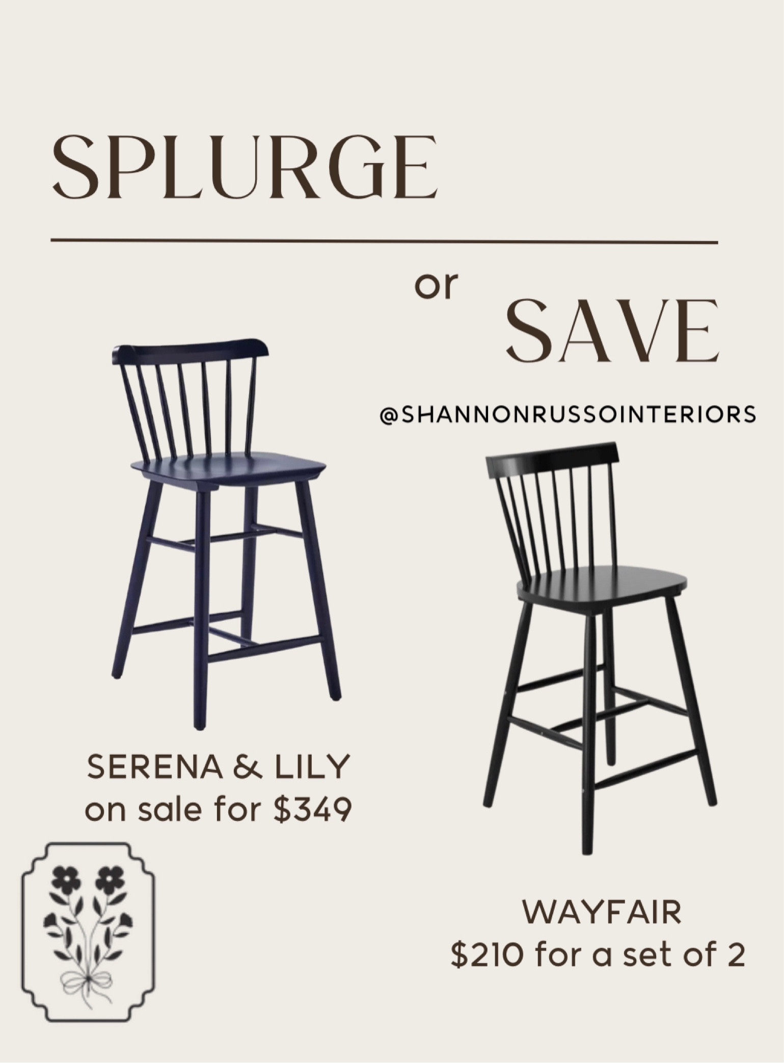 Save or splurge, look for less, savings, dupe, budget, Serena and Lily, Wayfair, look a like, navy chair, barstool, blue counter stool, black chair, black counter stool, timeless transitional decor, coastal decor, interior designer finds, kitchen, home decor

#LTKhome #LTKstyletip #LTKSale