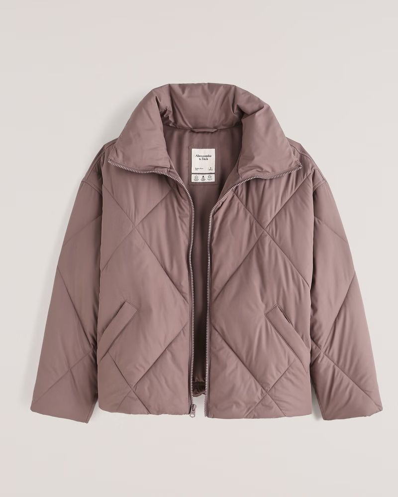 Women's Vegan Leather Diamond Puffer | Women's Coats & Jackets | Abercrombie.com | Abercrombie & Fitch (US)