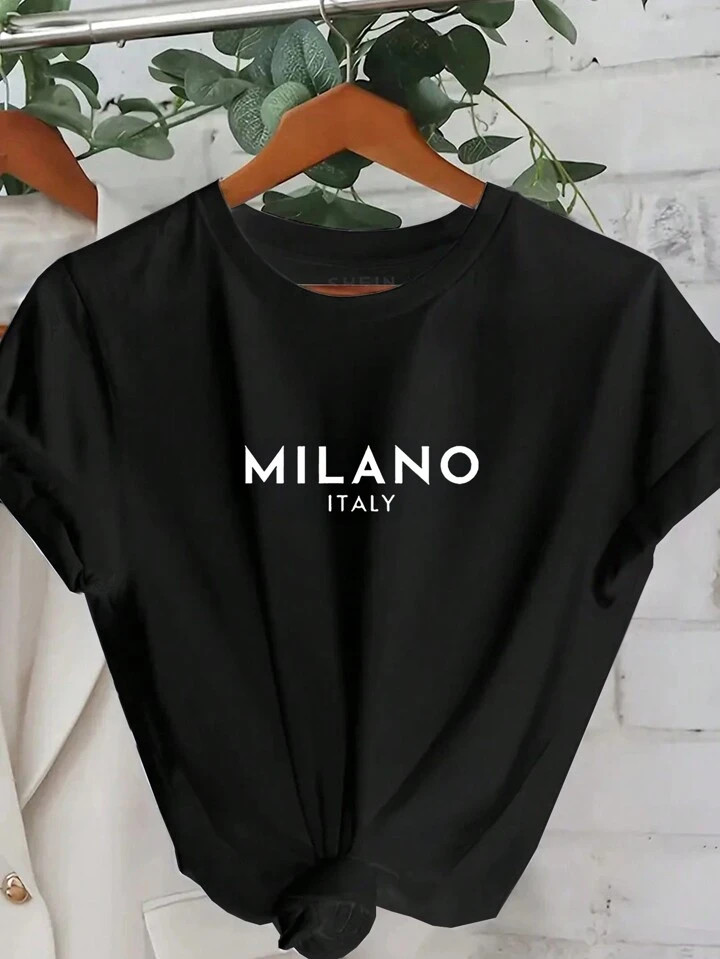 INAWLY Women's Round Neck Printed Casual Short Sleeve T-Shirt For Spring And Summer Graphic Tees ... | SHEIN