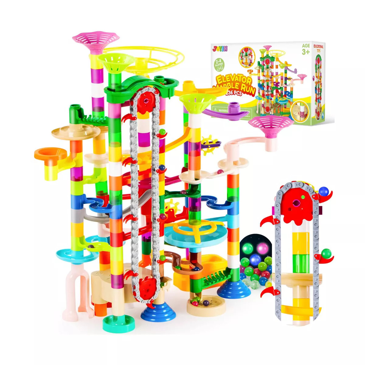SYNCFUN 236Pcs Glowing Marble Run with Motorized Elevator- Construction Building Blocks Toys, STE... | Target
