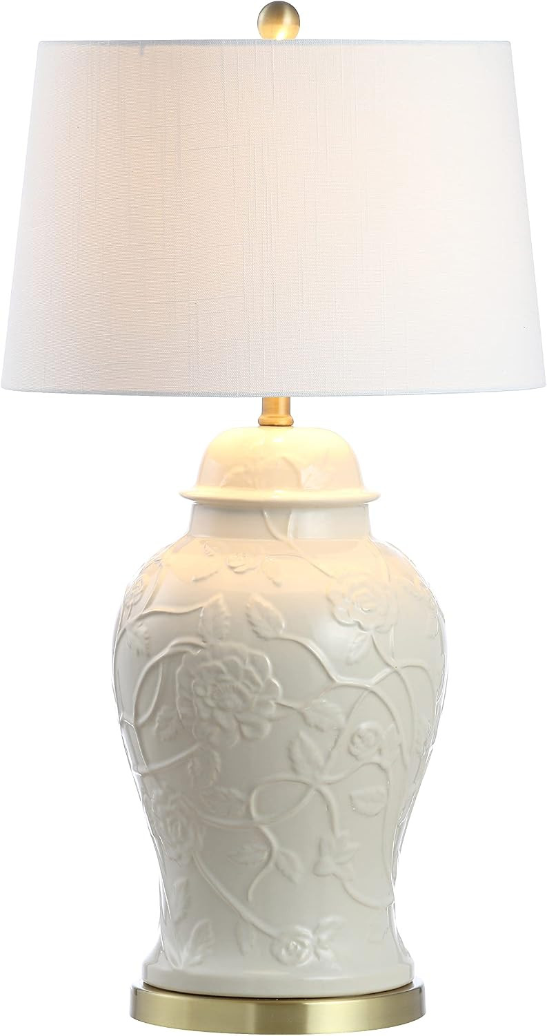 JONATHAN Y 29.5" Cream Ceramic Chinoiserie Table Lamp, Traditional Ginger Jar Lamp for Living Roo... | Amazon (US)