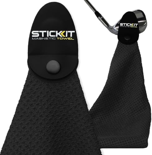 STICKIT Magnetic Towel, Black | Top-Tier Microfiber Golf Towel with Deep Waffle Pockets | Industr... | Amazon (US)