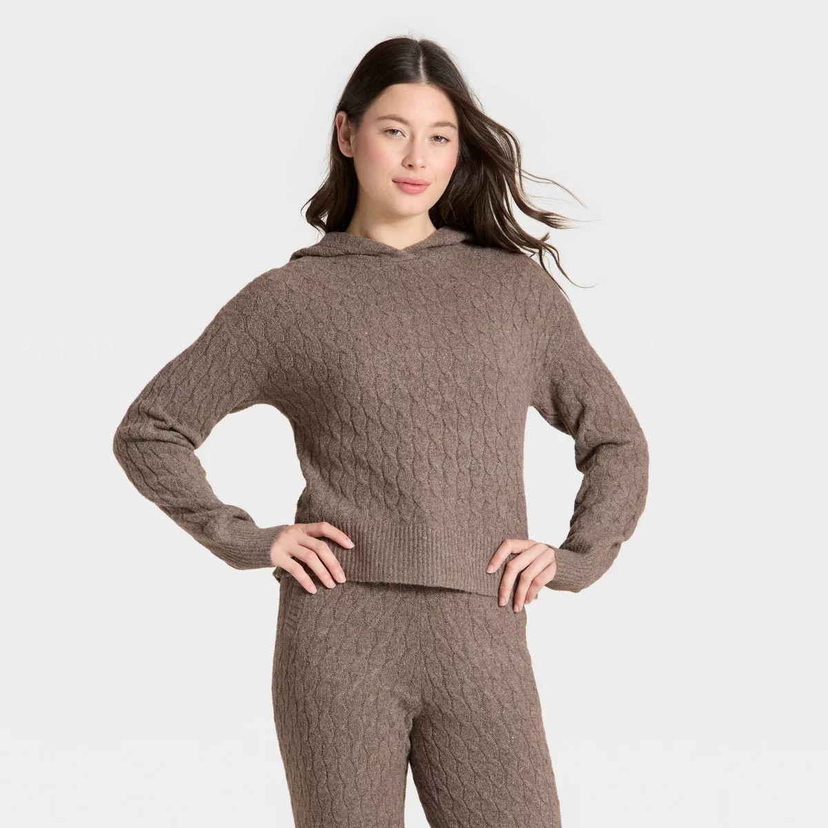 Women's Cashfeel Cable Knit Hooded Pullover Sweater - Auden™ | Target