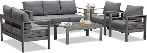 Wisteria Lane Outdoor Patio Furniture Sets, Aluminum Sectional Sofa, Grey Metal Conversation Set ... | Amazon (US)