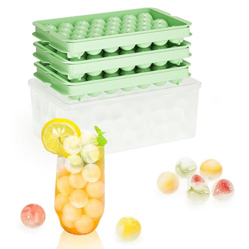 3-Pack Small Circle Ice Cube Tray for Freezer with Lid and Bin, Makes 99 x 0.87" Mini Round Ice Balls (33 per Tray), BPA-Free Sphere Ice Trays for Juice, Cocktails, Whiskey, and Coffee Drinks | Amazon (US)