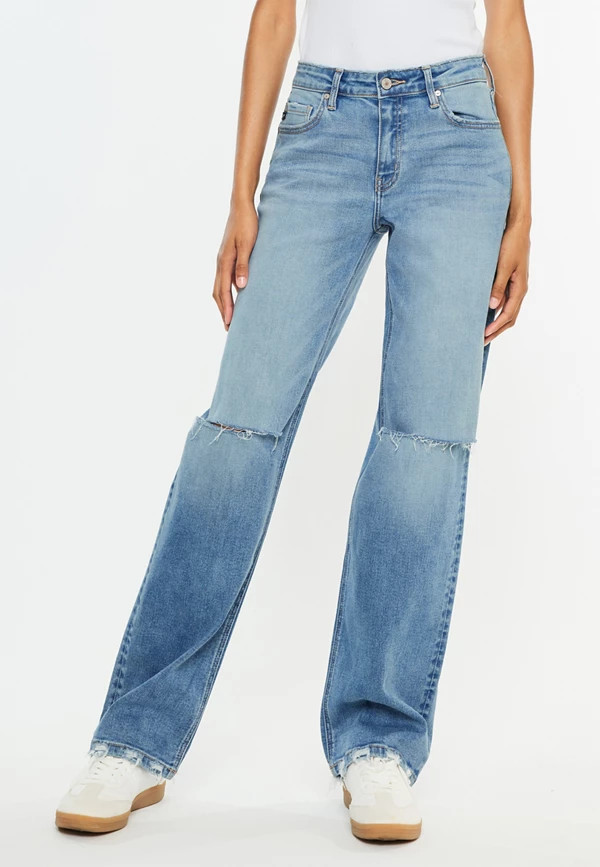 KanCan™ High Rise Open Ripped Straight Jean | Maurices