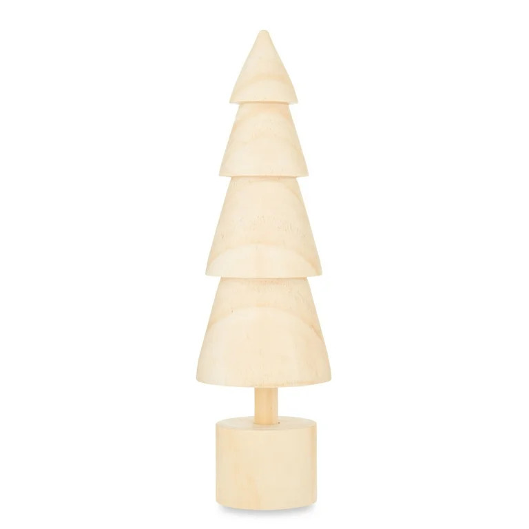 Large Tan 3D Wooden Tree Tabletop Decoration, Mango Wood, 13 in, by Holiday Time | Walmart (US)