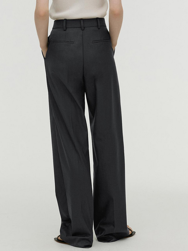 One Tuck Wide Slacks_Charcoal | W Concept (US)