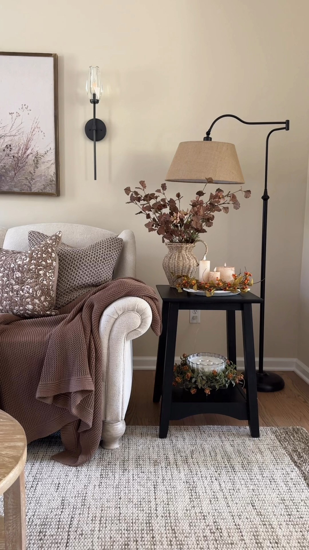 Pretty fall stems, garlands and florals I’m using this season - lots on sale now! Also sharing some other favorites, woven vases, neutral wall art with solid wood frame, curved arm floor lamp, my end tables that come in natural wood that you paint or stain any shade you’d like for only $109, area rugs, end tables, cozy throws, table decor, faux pears, vases and more 

#LTKHome #LTKSaleAlert #LTKStyleTip