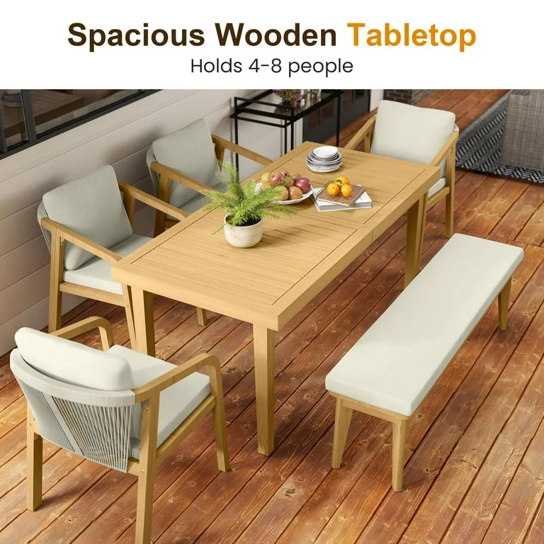 Heynemo Acacia Patio Dining Set 5 Pieces, Patio Dining Table and Chairs Set, Modern Outdoor Dinin... | Walmart (US)