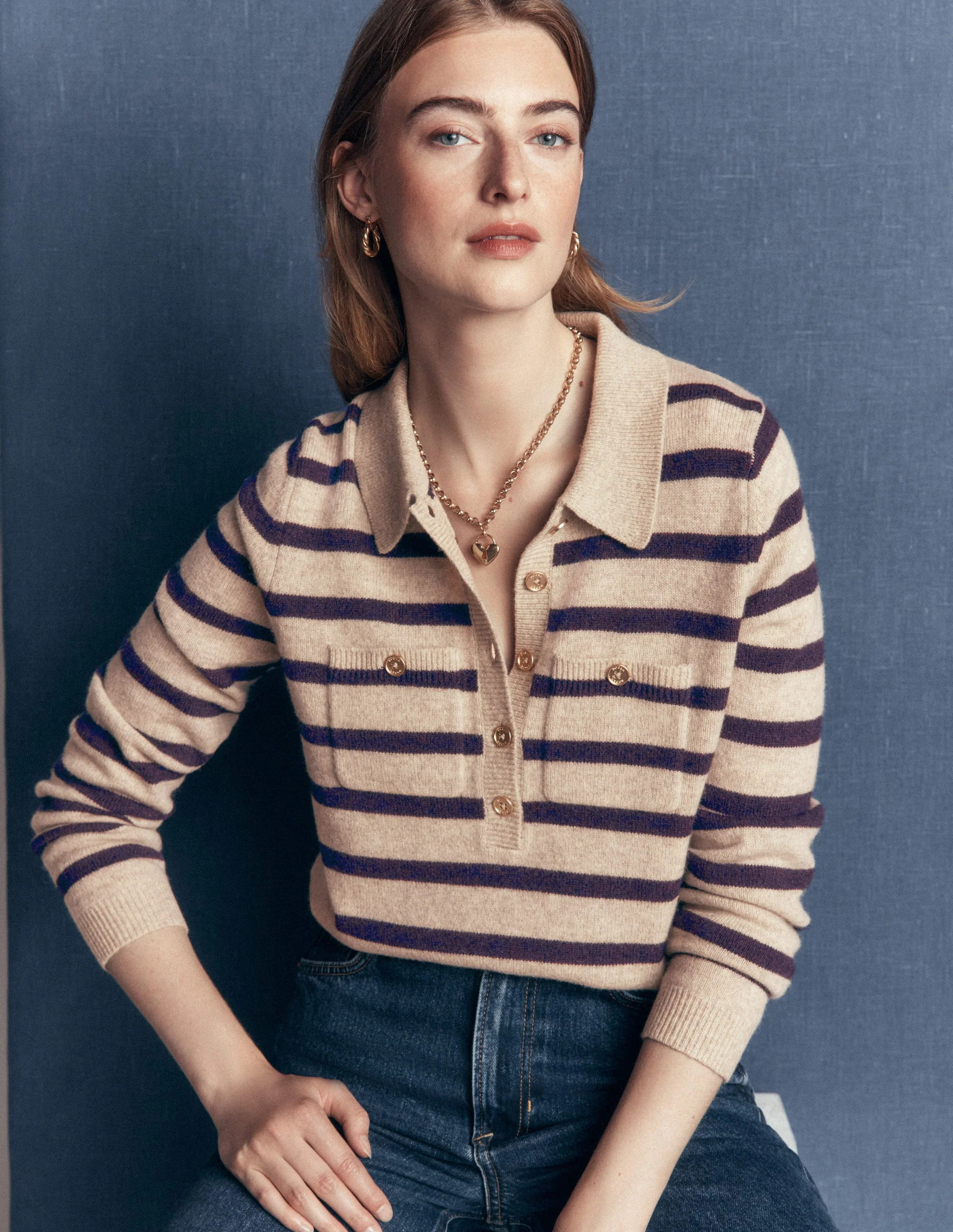 Marianne Merino Wool Sweater-Mink, Stripe | Boden (US)