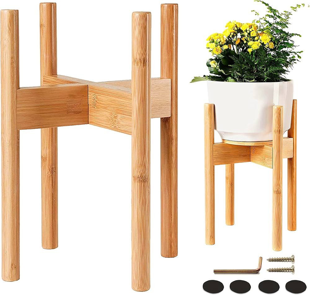 ZPirates Plant Stand Indoor - Bamboo Wood, Full Adjustable, Holds 8 10 and 12 Inch Planter Pots f... | Amazon (US)