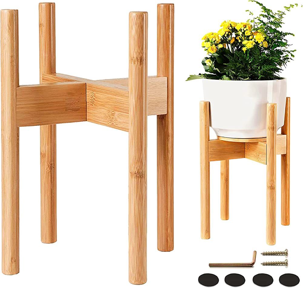 ZPirates Plant Stand Indoor - Bamboo Wood, Full Adjustable, Holds 8 10 and 12 Inch Planter Pots f... | Amazon (US)