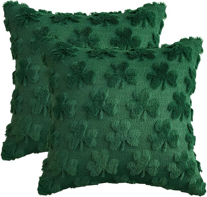 AVOIN colorlife St Patricks Day Shamrock Throw Pillow Covers Set of 2, 18 x 18 Inch Lucky Clover ... | Amazon (US)