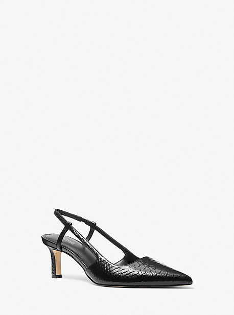 Alora Snake Embossed Leather Slingback Pump | Michael Kors US