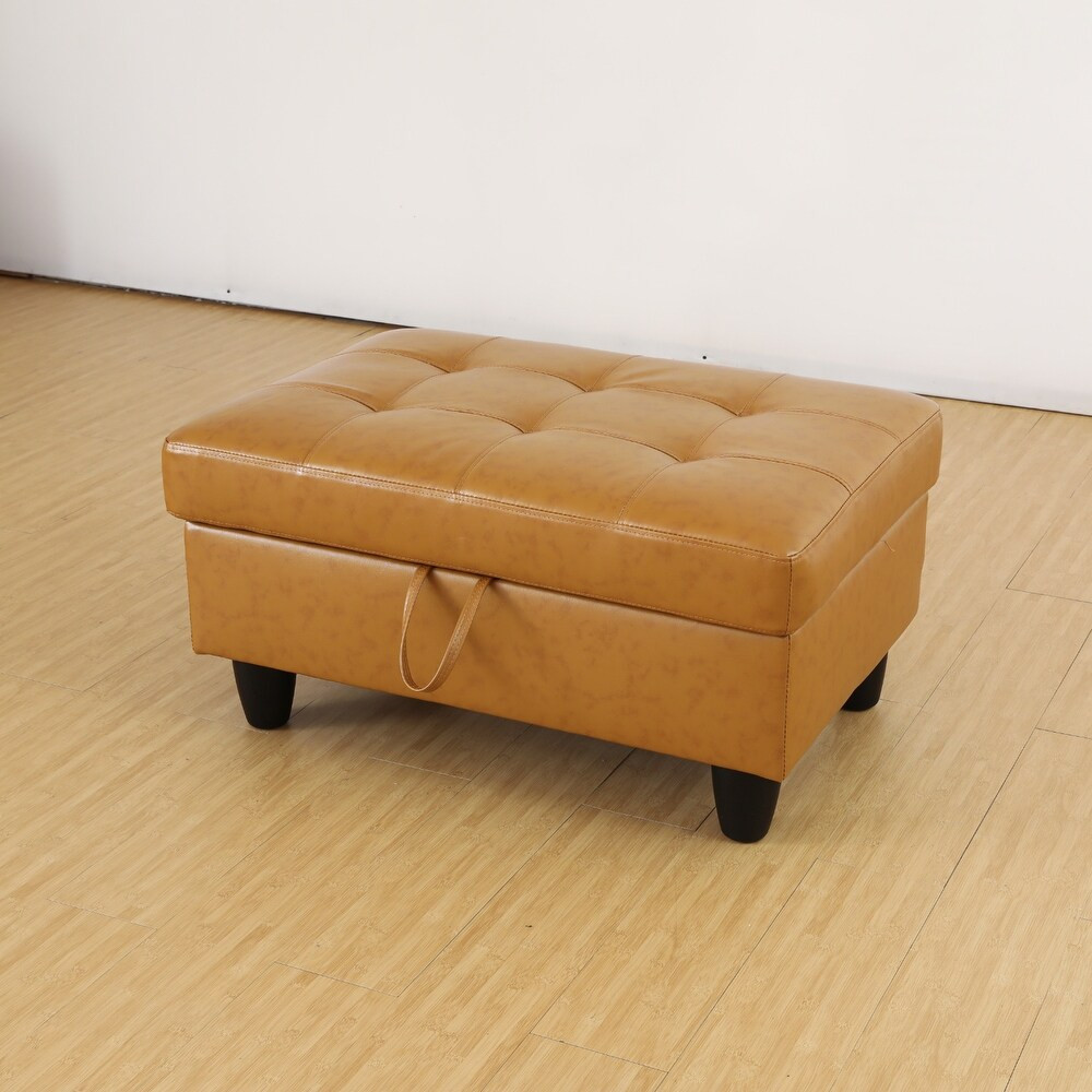 Turmeric Semi PU Synthetic Leather Storage Ottoman | Bed Bath & Beyond